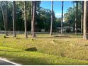 View of a fenced yard with mature trees, a white home, and a canopy at 130 Oak Crest Dr, Moncks Corner, SC 29461