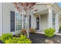 Inviting front entrance with a well manicured yard and decorative tree providing shade and curb appeal at 7483 Hawks Cir, Hanahan, SC 29410