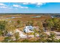 Aerial view of a marsh-front home and surrounding wooded land at 116 Peninsula Dr, Ravenel, SC 29470