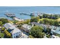 Aerial view of property highlighting neighborhood, nearby marina and convenient location at 15 N Adgers Wharf, Charleston, SC 29401