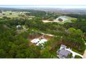 Aerial view of an estate surrounded by lush greenery with a beautiful lake at 4310 Stonehouse Cir, Awendaw, SC 29429
