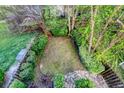Aerial backyard view showing stone walkway and fence at 9028 Parlor Dr, Ladson, SC 29456