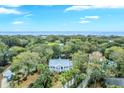 Breathtaking aerial view of the property, surrounded by lush greenery and with ocean views at 26 Edgewater Aly, Isle of Palms, SC 29451
