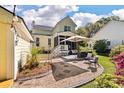 A serene backyard featuring a patio, deck, and beautifully landscaped area for outdoor relaxation at 3023 Macbeth Creek Dr, Charleston, SC 29414