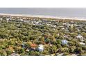 Aerial view of a home near the beach, surrounded by lush trees, offering both privacy and coastal access at 248 Forest Trail, Isle of Palms, SC 29451