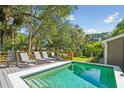 Backyard pool features a deck with chaise lounges and a lush, private backyard at 248 Forest Trail, Isle of Palms, SC 29451