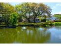 Picturesque view of a pond surrounded by trees and homes, creating a serene landscape at 1006 Wayfarer Ln, Charleston, SC 29412