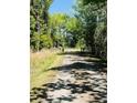 An inviting gravel driveway leads to a picturesque rural property surrounded by dense, shady trees at 6935 Hickorynut Ln, Ravenel, SC 29470