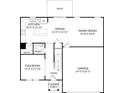 Layout of the first floor of this two story home, highlighting kitchen, dining, flex room, and garage at 4115 Rising Tide Dr, Summerville, SC 29485