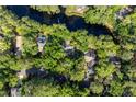 Overhead view of a home nestled among dense trees, showcasing a private, serene setting on a waterfront property at 2766 Old Oak Walk, Seabrook Island, SC 29455