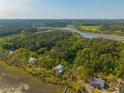 Scenic aerial view of the homes surrounded by lush forest and waterways with river and creeks at 4386 Park Island Rd, Hollywood, SC 29449