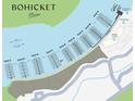 Overhead map of Bohicket Marina with various boat docks, parking, and marina village at 1880 Andell Bluff Blvd # F-3, Seabrook Island, SC 29455
