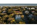 Aerial view showcasing a neighborhood with beautiful homes near the ocean at 2802 Ion Ave, Sullivans Island, SC 29482