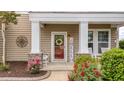 Charming front porch adorned with plants, decorative pillows, and a seasonal wreath at 110 Ricewood Ln, Moncks Corner, SC 29461
