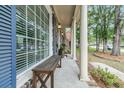 Covered front porch with seating and stately white columns at 31 Monte Sano Dr, Hanahan, SC 29410
