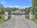 Grand gated entrance to estate home with mature trees, circular driveway, and lush landscaping at 1019 Spiers Cir, Bonneau, SC 29431