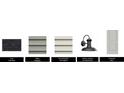 Selection of home materials includes a dual black roof, seargrass siding, and brookside black exterior lanterns at 1956 Central Ave, Summerville, SC 29483