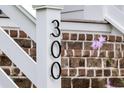Close up of the number 300 on the front of the house with a brick background at 300 Ginned Cotton St, Charleston, SC 29492