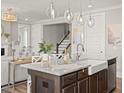 Spacious kitchen with a large island featuring a farm sink, pendant lighting and stainless steel appliances at 1206 Homecoming Blvd, Ravenel, SC 29470