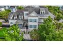 Spacious two-story home with a screened porch, side patio, and large palm tree in a manicured yard at 2522 Daniel Island Dr, Daniel Island, SC 29492