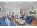 Inviting living room featuring comfortable sofas, wicker chairs, and open layout at 607 Jungle Rd, Edisto Beach, SC 29438