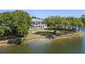 Beautiful lakeside property with lush lawn, mature trees, and a charming view of the water at 1391 Royston Rd, Mount Pleasant, SC 29464