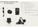 Selections of exterior hardware and lighting, including door hardware and medium wall lanterns in black finish at 712 Rumbling Leaf Ln, Summerville, SC 29486