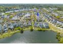 Aerial view of a neighborhood with serene lakes and lush landscaping, showcasing community living at 1445 Lettered Olive Ln, Mount Pleasant, SC 29464