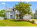 Well maintained home with manicured lawn, a one-car garage and a bright yellow front door at 828 Williamsburg Ln, Charleston, SC 29414