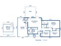 First floor floorplan showing the layout with kitchen, bedrooms, living room, garage and patio at 109 Williams Ct, Goose Creek, SC 29445