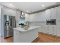 Modern kitchen with stainless steel appliances, a center island, and white cabinets for a sleek, updated look at 148 Cowrie Ct, Mount Pleasant, SC 29464
