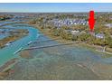 Aerial view of neighborhood, docks, and water showing home's prime location at 1141 Hills Plantation Dr, Charleston, SC 29412