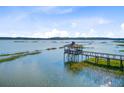 Picturesque view of waterfront gazebo and private pier, perfect for enjoying scenic water views at 2076 Rookery Ln, Charleston, SC 29414