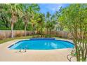 Backyard pool surrounded by green foliage and palm trees, creating a private oasis at 1582 Ocean Neighbors Blvd, Charleston, SC 29412