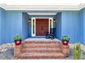 An inviting entryway with brick steps, double doors, and potted plants creates a warm welcome at 809 O'Sullivan Dr, Mount Pleasant, SC 29464