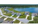 Beautiful aerial view of waterfront homes with well-maintained lawns and landscaping near a serene lake at 682 Pontoon Rd, Huger, SC 29450