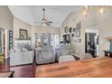 Spacious living room with vaulted ceilings, hardwood floors, and open layout at 1287 Chatfield St, Mount Pleasant, SC 29464