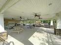 Community pavilion with picnic tables, ceiling fans and an outdoor kitchen overlooking the playground at 127 Longford Dr, Summerville, SC 29483