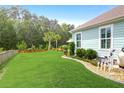 Spacious backyard featuring a well-maintained lawn and a privacy fence lined with trees at 5509 Alpine Dr, Summerville, SC 29483
