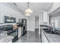 Modern kitchen with black appliances, granite countertops and white cabinets for an updated look at 69 King Charles Cir, Summerville, SC 29485