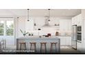 Modern kitchen featuring a vast island, floating shelves, stainless steel appliances, and contemporary pendant lighting at 2046 Mcguire Ln # 012, Hollywood, SC 29449