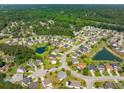 Aerial view of a residential area featuring single-Gathering homes, ponds, and lush greenery at 489 Dolphin Dr, Summerville, SC 29485