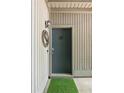 A welcoming front door with modern details and a fresh green mat, creating a stylish and inviting entryway at 1195 Village Creek Ln # 2, Mount Pleasant, SC 29464