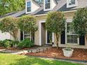 Well-landscaped front entrance with lush greenery and decorative lighting at 113 Mapperton Ct, Summerville, SC 29485