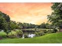 Scenic view of a tranquil pond reflecting the sky, surrounded by lush greenery and trees at 134 Etiwan Park St, Charleston, SC 29492