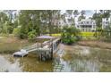 Scenic view of private wooden pier on the water, perfect for boating and enjoying nature at 3871 Sawyers Island Dr, Mount Pleasant, SC 29466