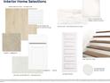Selection of interior finishes including Pumice Oak flooring and Arctic White Gloss tile backsplash for a modern aesthetic at 201 Terrace View Dr, Summerville, SC 29486