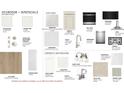 Image showcasing interior finish options: paint, flooring, tile, cabinet and counter selections for a new home at 326 Trailmore Ln, Summerville, SC 29486