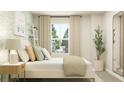 Bright bedroom featuring a large window, trendy wallpaper, and minimalist decor at 205 Agrarian Ave, Summerville, SC 29485