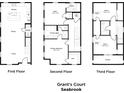 Detailed floor plan showcasing the layout of a three-story home in Grant's Court at 26 Nats Ct, Charleston, SC 29403